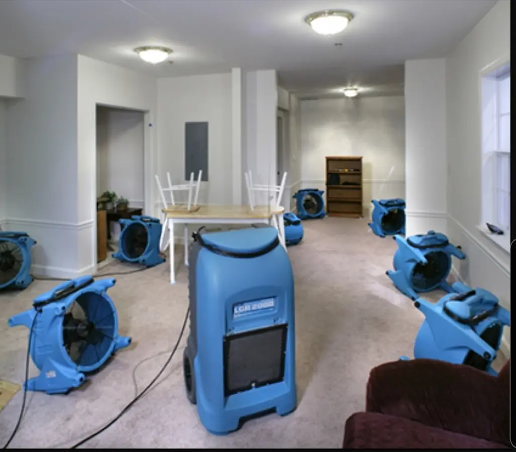 Air movers and dehumidifier setup for Water Extraction & Removal in La Palma